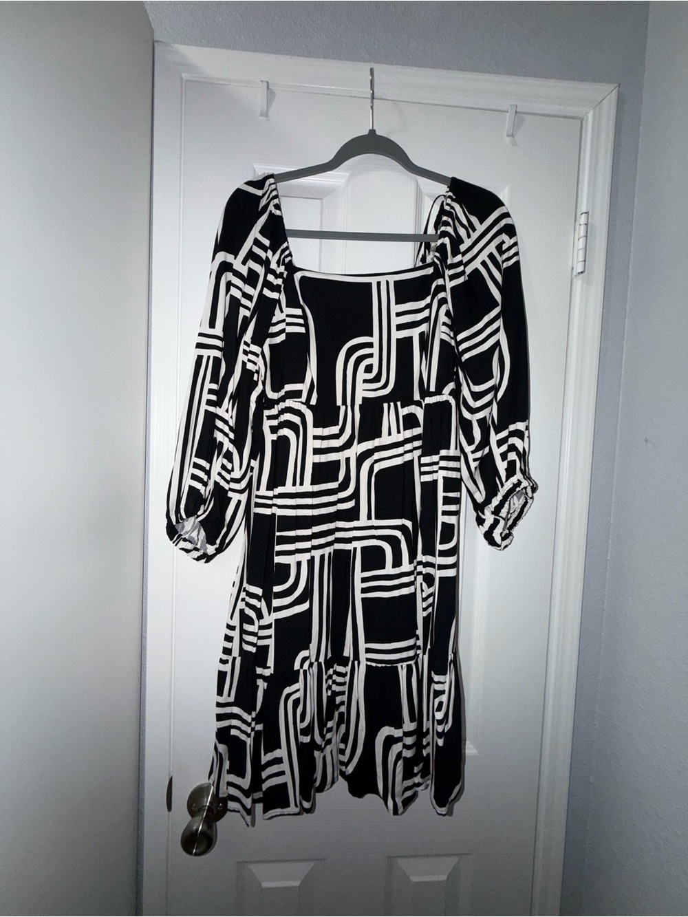 Nine West Black and White Geometric Print Dress